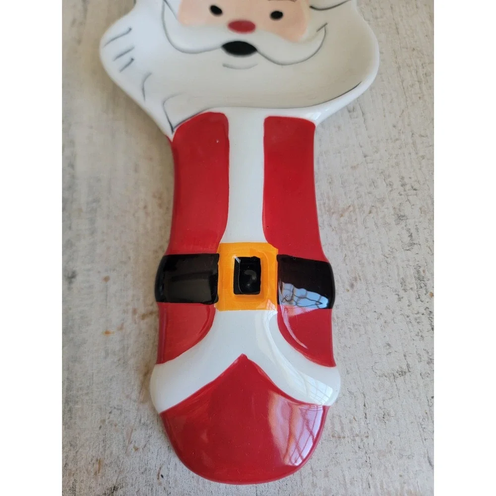Bistro sleigh bell ceramic spoon rest Xmas kitchen accessory home decor
